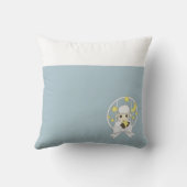 レトロパステルブルーキュートカートマンガートラム クッション (裏面)