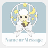 レトロパステルブルーキュートカートマンガートラム スクエアシール (正面)