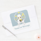 レトロパステルブルーキュートカートマンガートラム スクエアシール (封筒)