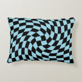レトロパステルブルーブラックワープチェック市松模様に アクセントクッション (裏面)