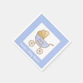 レトロパステルブルーホワイトキャリッジ男の赤ちゃんシャワー スタンダードカクテルナプキン (角)