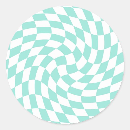 レトロパステルブルー歪みチェッ市松模様にク ラウンドシール (正面)