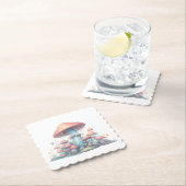 レトロパステルマッシュルームデザインソフトカラー02 ペーパーコースター (インサイチュ)