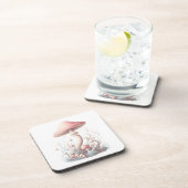 レトロパステルマッシュルームデザインソフトカラー03 コースター (右側)