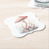 レトロパステルマッシュルームデザインソフトカラー03 ペーパーコースター (アングル)