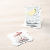 レトロパステルマッシュルームデザインソフトカラー03 ペーパーコースター (インサイチュ)