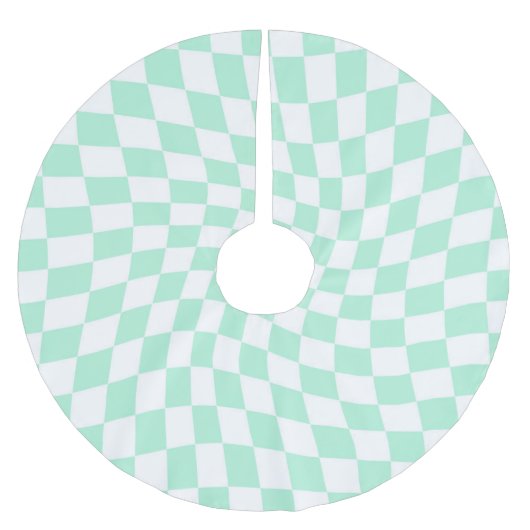 レトロパステルミントワープチェッ市松模様にクドーム ブラッシュドポリエステルツリースカート (正面)