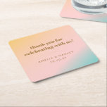 レトロパステルユニークグラデ結婚ィティカスタムング感謝していの スクエアペーパーコースター<br><div class="desc">レトロサマービーチヴィーブパステルユニークズ結婚グラディエントありがとうカスタム紙コースター</div>