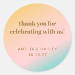 レトロパステルユニークグラデ結婚ィティカスタムング感謝していの ラウンドシール