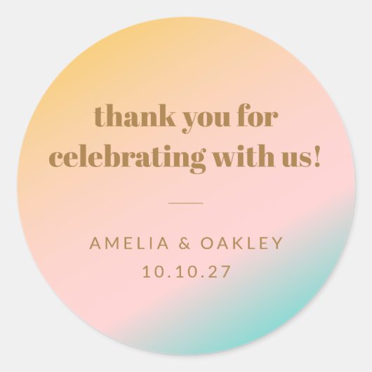 レトロパステルユニークグラデ結婚ィティカスタムング感謝していの ラウンドシール (正面)