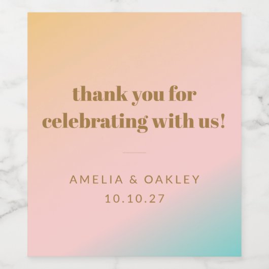 レトロパステルユニークグラデ結婚ィティカスタムング感謝していの ワインラベル (シングルラベル)