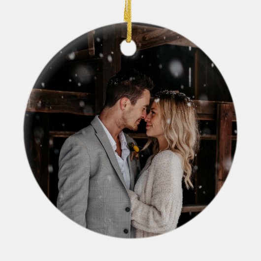 レトロパステルユニークズ結婚グラディエント写真 セラミックオーナメント (裏面)