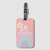レトロパステルレインボーカスタムフローラ ラゲッジタグ (正面縦)