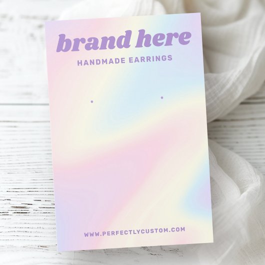 レトロパステルレインボーパープルイヤリングカード