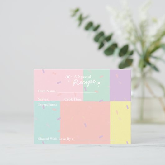レトロパステルレシピカード 出欠カード (スタンド正面)