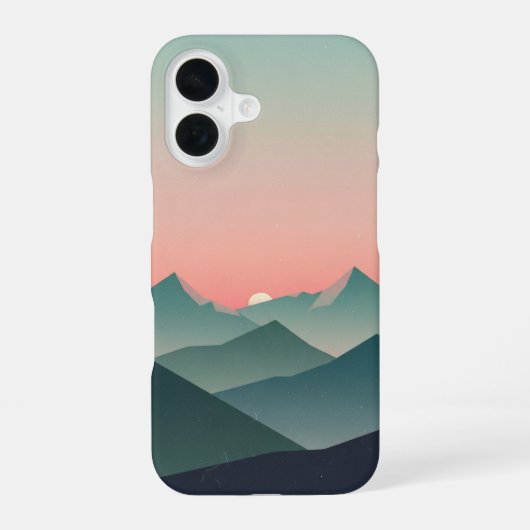レトロパステル山脈の夜明け iPhone 16ケース (裏面)