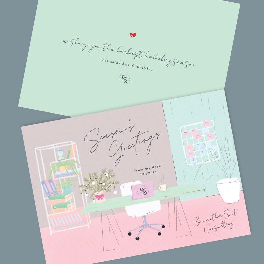 レトロパステル手書きオフィスロゴ企業の シーズンカード