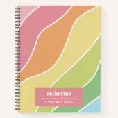 レトロパステル波パーソナライズされたスパイラルノート ノートブック (正面)