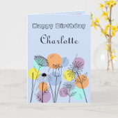 レトロパステル誕生日カード カード (黄色い花)