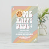 レトロパステル 1歳誕生日招待状 招待状 (スタンド正面)