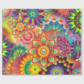 レトロパタファンキーーン抽象芸術ボー ラッピングペーパー (フラット)