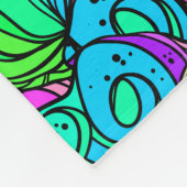 レトロパターサイケデリックンブルーグリーンティール（緑がかった色）紫 フリースブランケット (角)