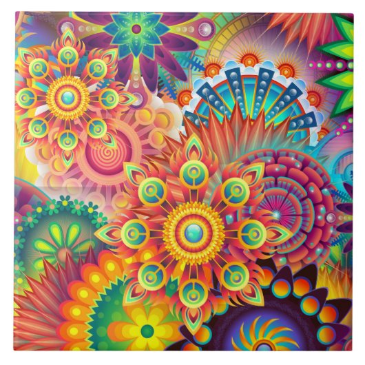 レトロパターファンキーン抽象芸術ボヘミア タイル (正面)