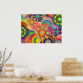 レトロパターファンキーン抽象芸術ボヘミア ポスター (キッチン)