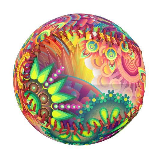 レトロパターファンキーン抽象芸術ボヘミア 野球ボール (正面左)