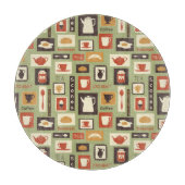 レトロパターンと朝食用の台所料理 カッティングボード (正面)