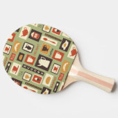 レトロパターンと朝食用の台所料理 卓球ラケット (横)