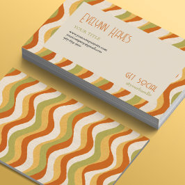 レトロパターンの波状テクスチャ 名刺