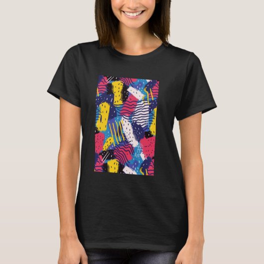 レトロパターンアート90sテーマ逆波 tシャツ (正面)