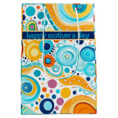 レトロパターンブルーアクアオレンジパープル ミディアムペーパーバッグ (裏面)