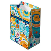 レトロパターンブルーアクアオレンジパープル ミディアムペーパーバッグ (裏面アングル)