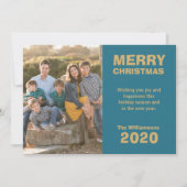 レトロパターンメリークリスマスファミリーフォト シーズンカード (正面)