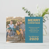 レトロパターンメリークリスマスファミリーフォト シーズンカード (スタンド正面)