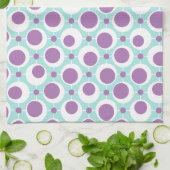 レトロパターン緑と紫の円 キッチンタオル (折り畳み)