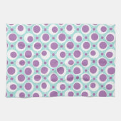 レトロパターン緑と紫の円 キッチンタオル (横)