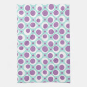 レトロパターン緑と紫の円 キッチンタオル (縦)