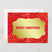 レトロパターン金ゴールドエンブレム金ゴールドグリッタークリスマス シーズンポストカード (正面/裏面)
