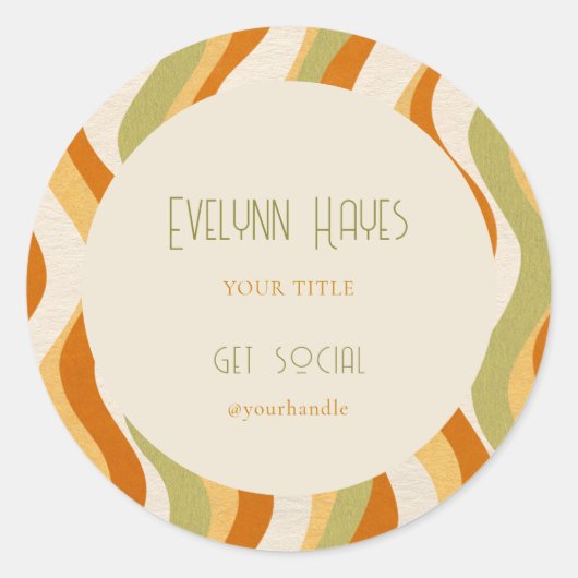 レトロパターン70s製品ステッカー ラウンドシール (正面)