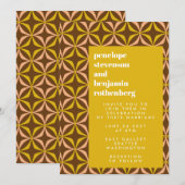 レトロパターン 太字 タイポグラフィー 黄色 結婚式 招待状 (正面/裏面)