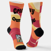 レトロパターン「Groovy Grandpa」写真 ソックス (傾斜あり)