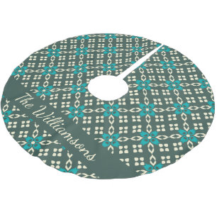 レトロパタ華美ーンエメラルドグリーンパーソナライズされた ブラッシュドポリエステルツリースカート