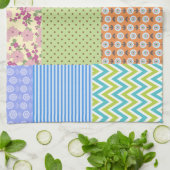 レトロパッチワークキルトの国パターン キッチンタオル (折り畳み)