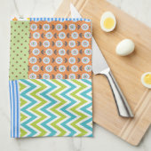 レトロパッチワークキルトの国パターン キッチンタオル (四つ折り)