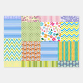 レトロパッチワークキルト裁縫パターンテーマ ラッピングペーパーシート (正面3)