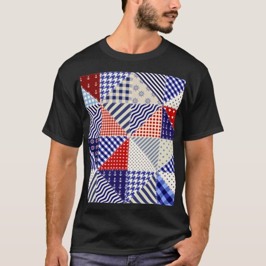 レトロパッチワーク三角形航海のスタイル Tシャツ (正面)
