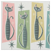 レトロパッチワーク虎猫© studioxtine 2019 ファブリック (クローズアップ)